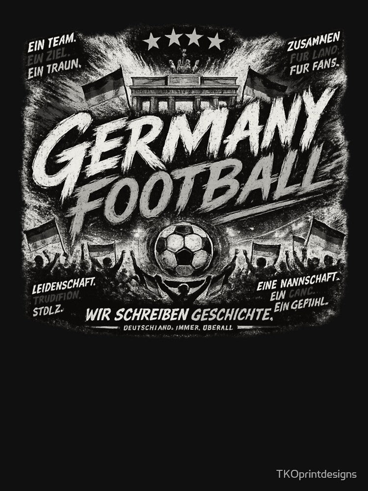 Germany Football Black White Typography Design | Modern Soccer Supporter Graphic by TKOprintdesigns