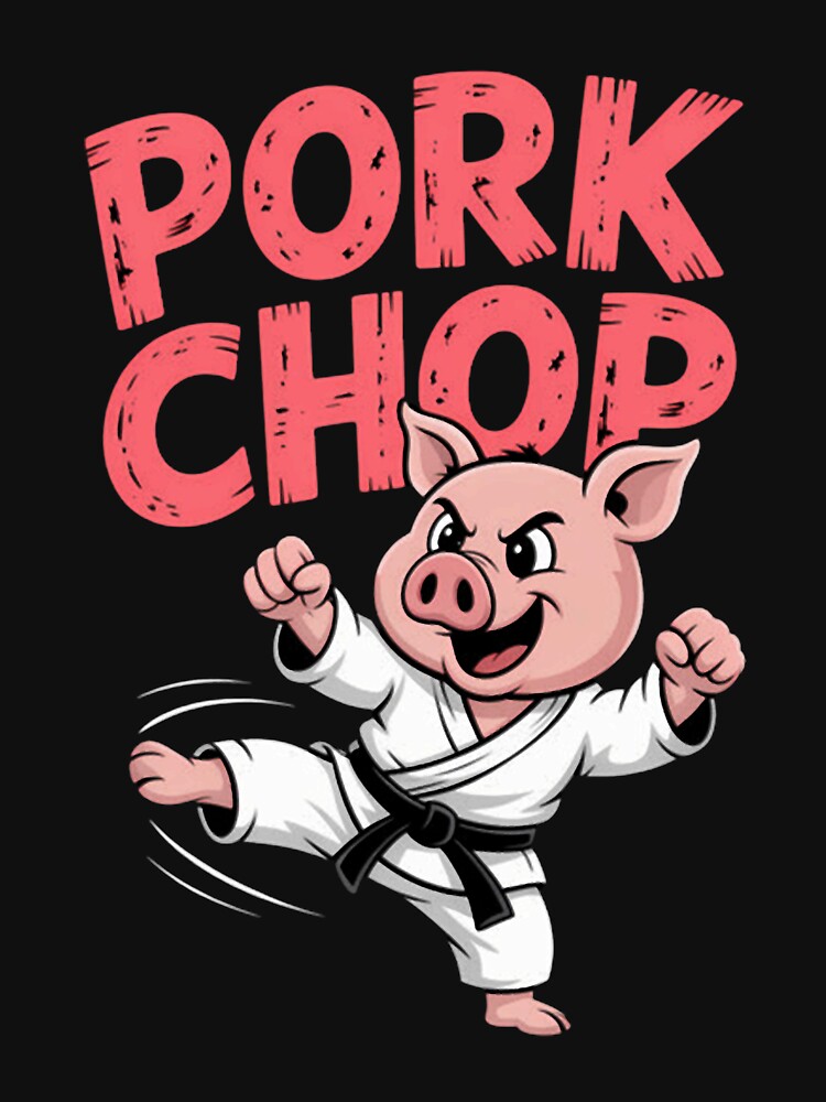Pig Karate Pork Chop Funny Pun Cute by TiaLeuschke