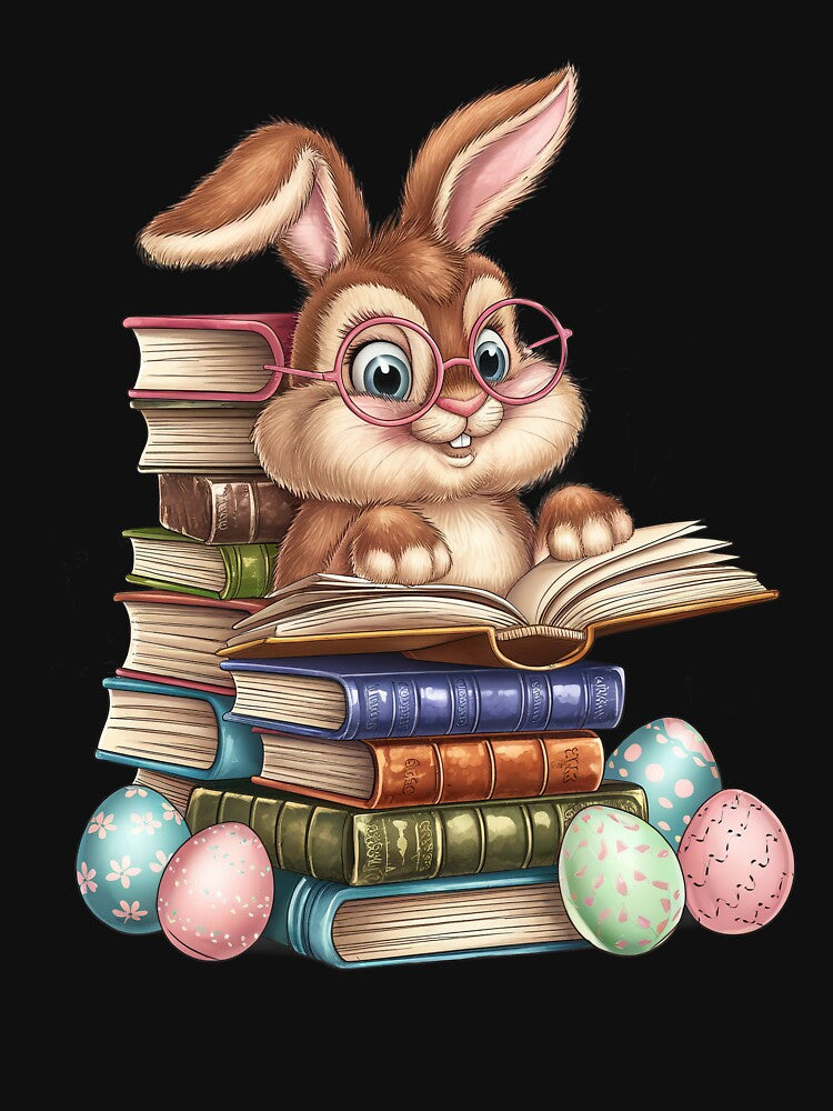 Easter Cute Reading Bunny Glasses Books Bookworm Reader Book by diyoor
