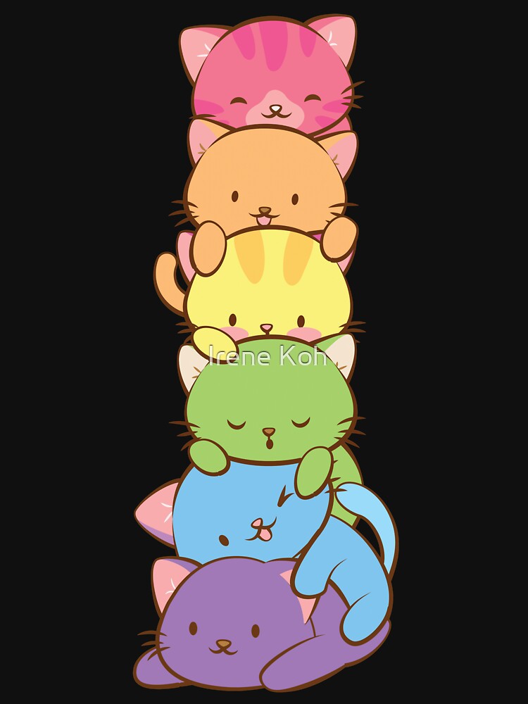 LGBT Gay Pride Flag Kawaii Rainbow Cats by Irene Koh