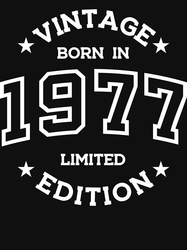 Born in 1977 - Retro Style Print White by Viktor Milana