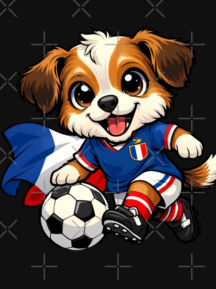 Cute French Dog Soccer Fan Puppy Football by Tsugraf Designs