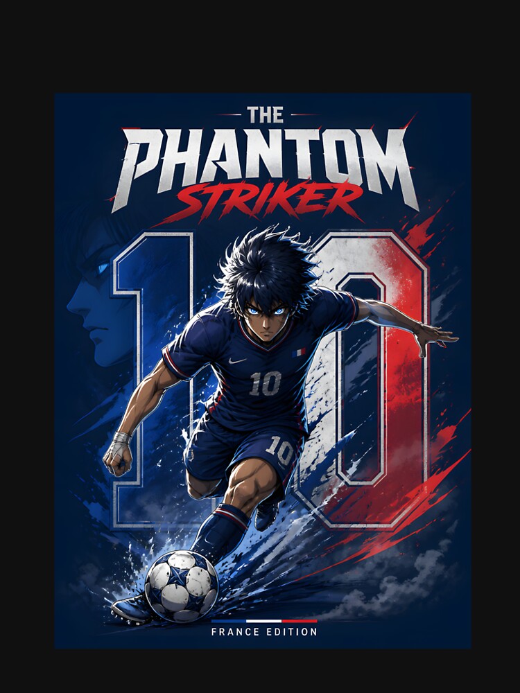 The Phantom Striker Anime Football T-Shirt | France Edition world 2026 by CutPawStudio