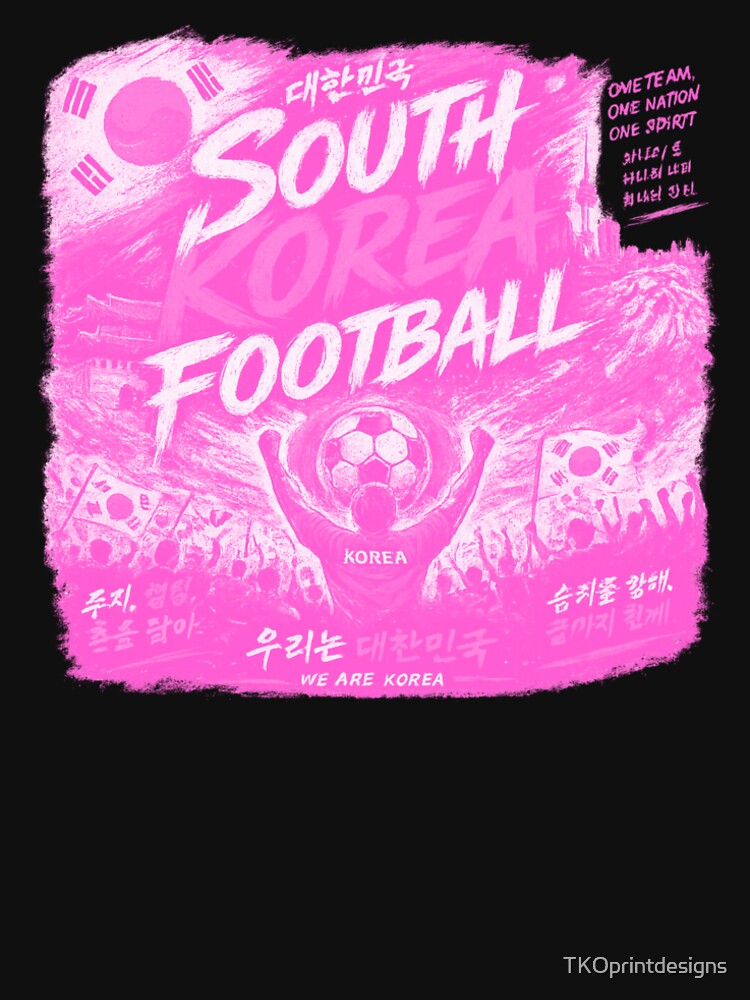 South Korea Football Pink Typography Design | Modern Soccer Fan Artwork by TKOprintdesigns