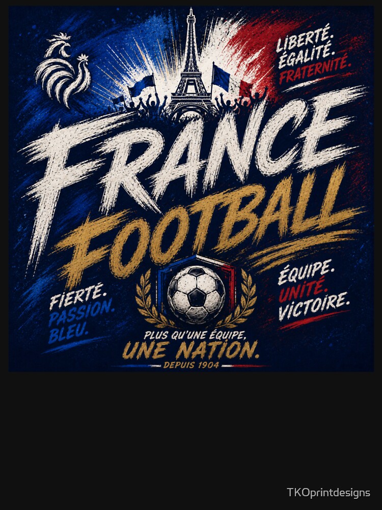France Football Typography Design | Modern National Soccer Artwork by TKOprintdesigns