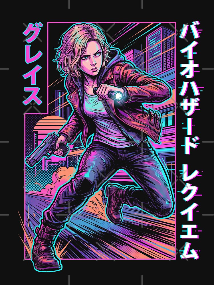 Resident Evil Grace Ashcroft Mother Shadow Retro Cyberpunkj futuristic design by Senpaiwaves