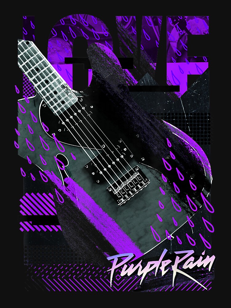 WB100 Purples Rains Love Guitar Retro Princes Collage Logo by GiancarloWash