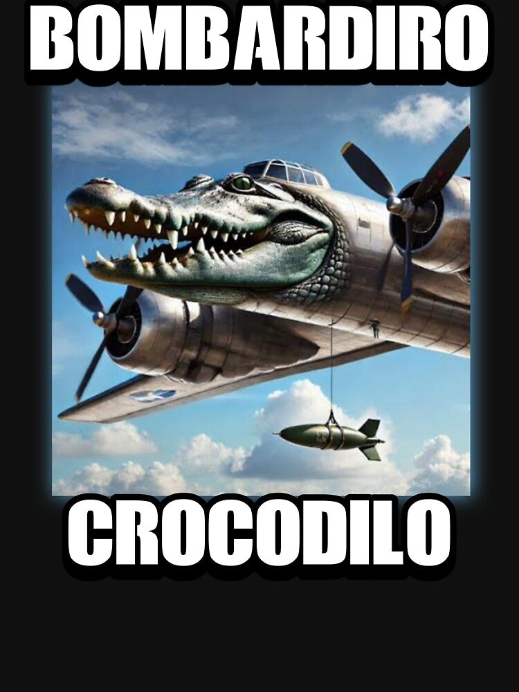 Bombardiro Crocodilo Crocodile Plane Bomber. Tralalero Tralala Meme Viral Trend by SillyMerchant