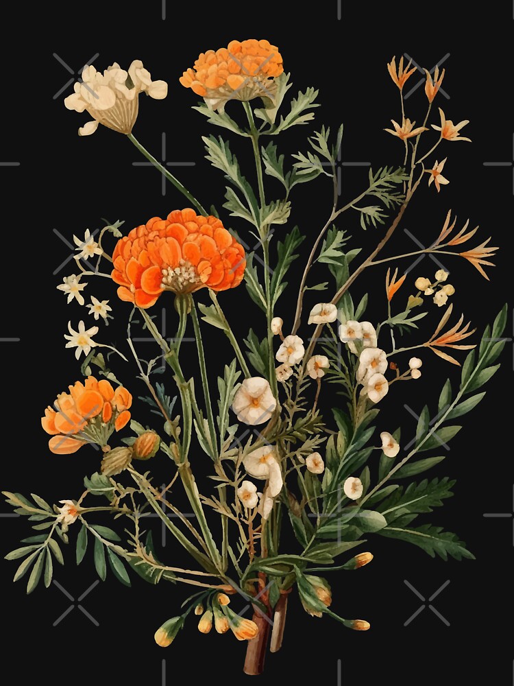 Vintage orange wildflowers by Enyr