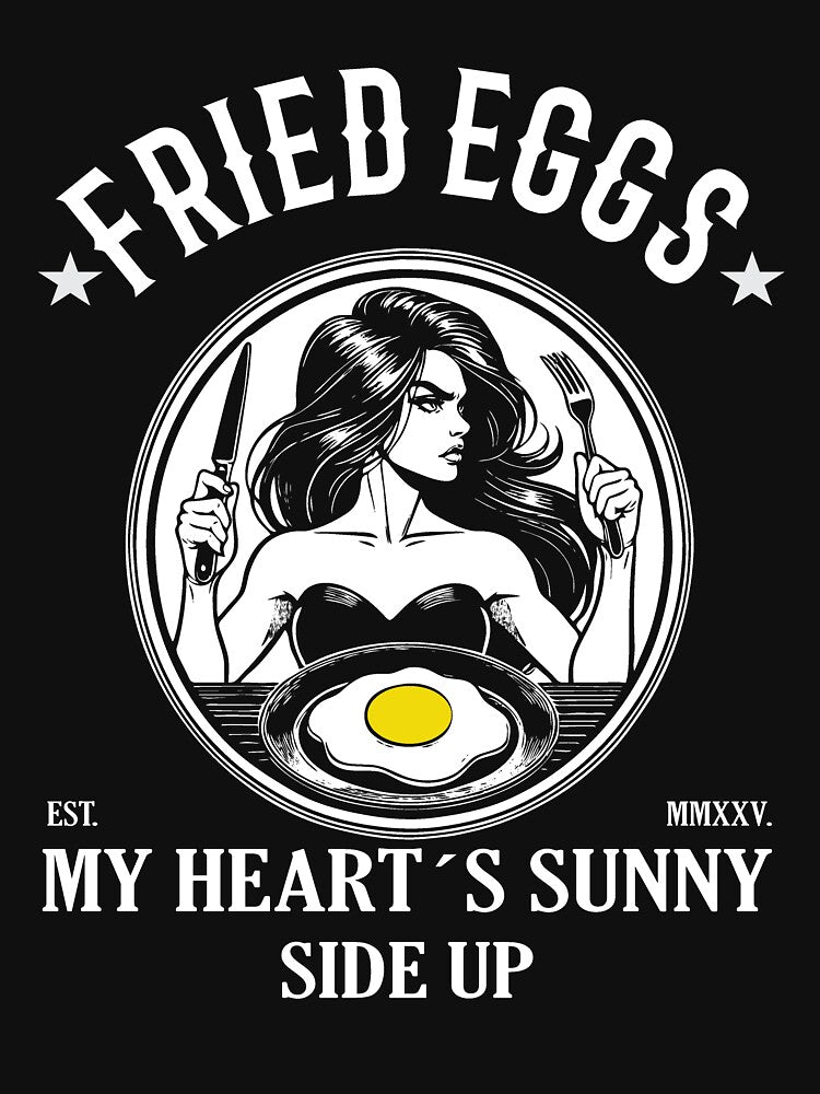Fried egg – My Heart’s Sunny Side Up – cool breakfast design by RetroMaritalArt