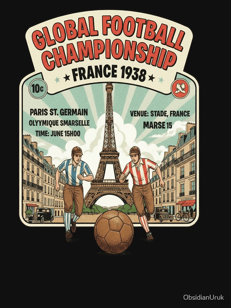 Global Football Championship France 1938 Vintage Soccer Poster by ObsidianUruk