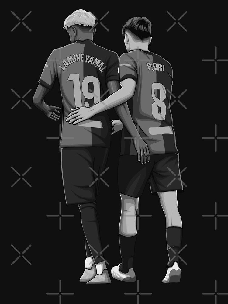 Lamine Yamal and Pedri Black and White Version by Aldduardo