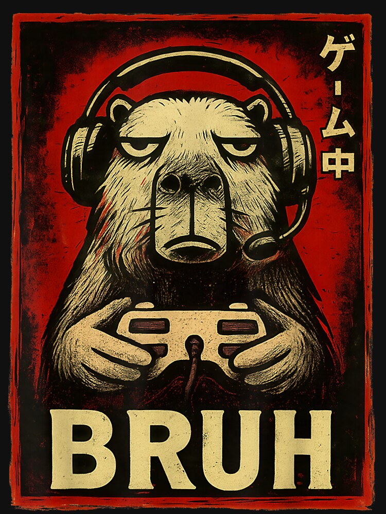 Funny Capybara Gamer Bruh Graphic Tee Men Boys Teens Gaming Art for Men Women Kids , Capybara Gift Lover by DZIRI NAJAT