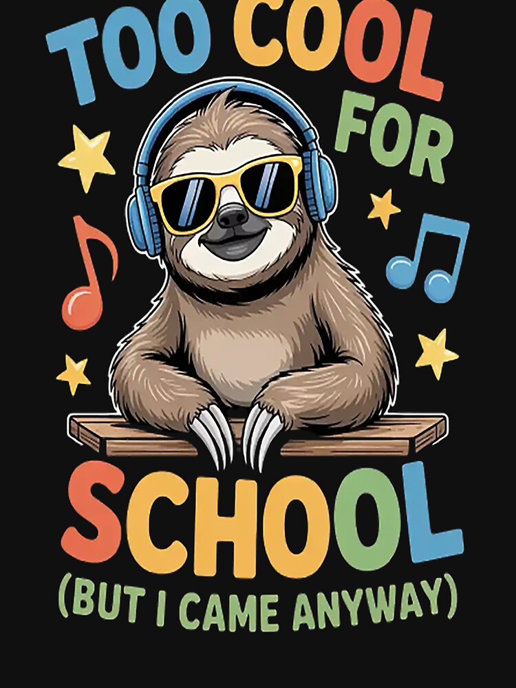 Too Cool for School Sloth Student Quote back to school by SignaturalGen