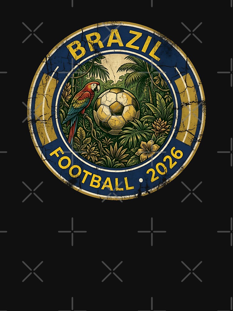 Vintage Brazil 2026 Football Tropical Jungle Crest by Imaginationbeyond