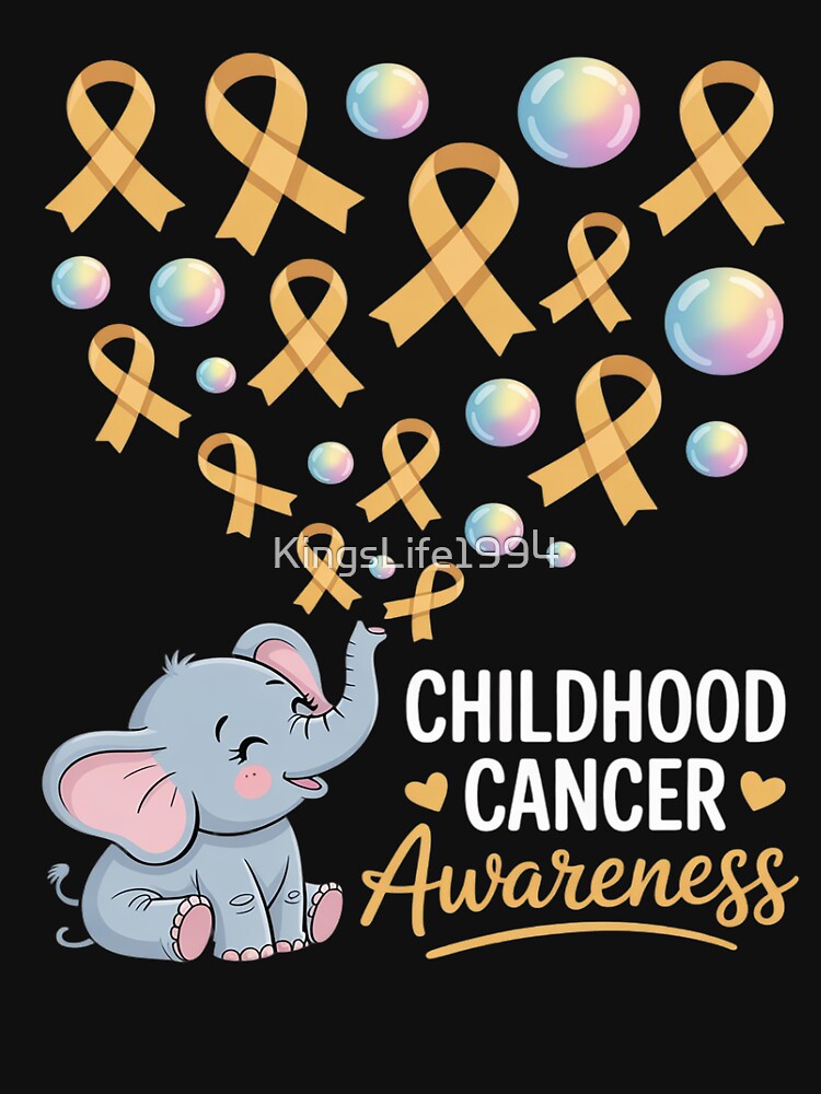 Cute Elephant Gold Balloons Childhood Cancer Awareness Month by KingsLife1994
