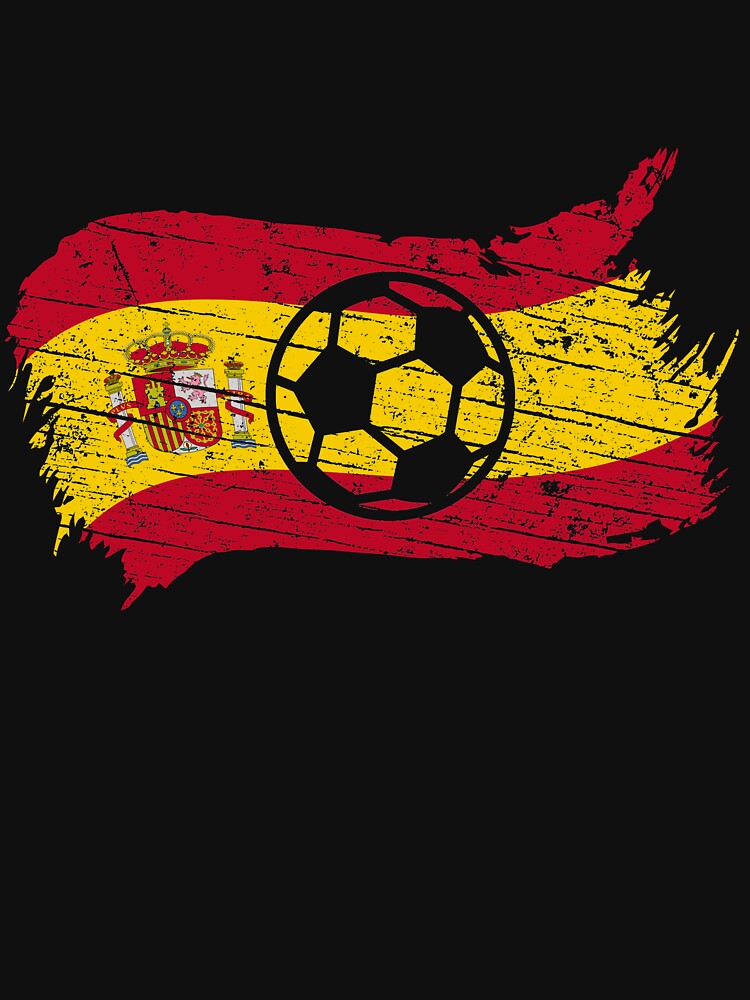 Vintage Spanish National Flag & Soccer Ball Design Cool Gift For Spain Lovers Tourists Souvenir Cool National Spanish Football Fans Gift by FunnySunny T-Shirts
