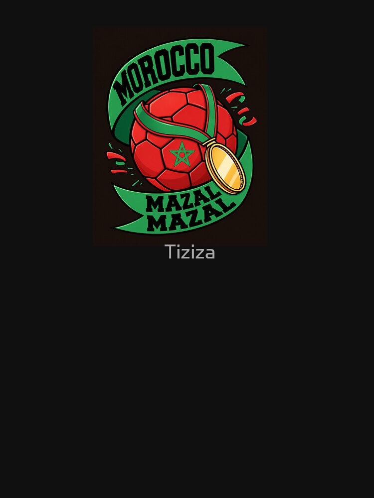Morocco Mazal Mazal Football Fan | Moroccan Soccer Pride T-Shirt by Tiziza