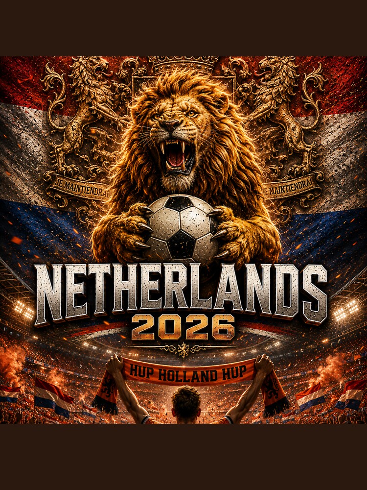 Netherlands Football Lion 2026 | Oranje Pride Dutch Soccer Fan Art | World Cup Inspired Graphic by Winetastic-Art