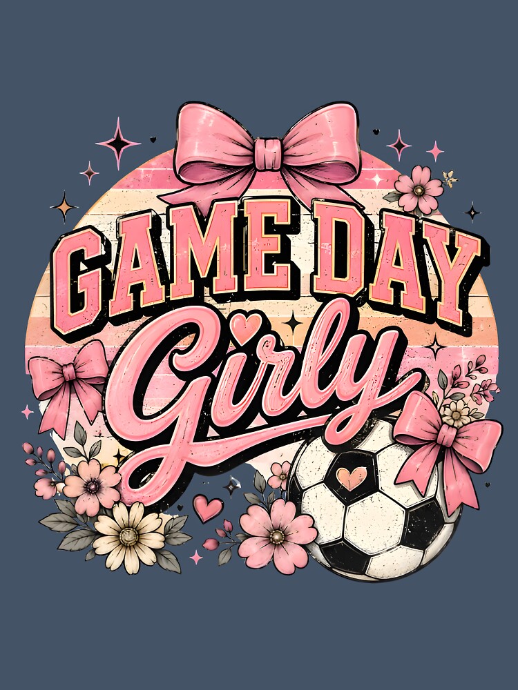 Game Day Girly Coquette Soccer Bow Vintage T-Shirt by PixelForge11