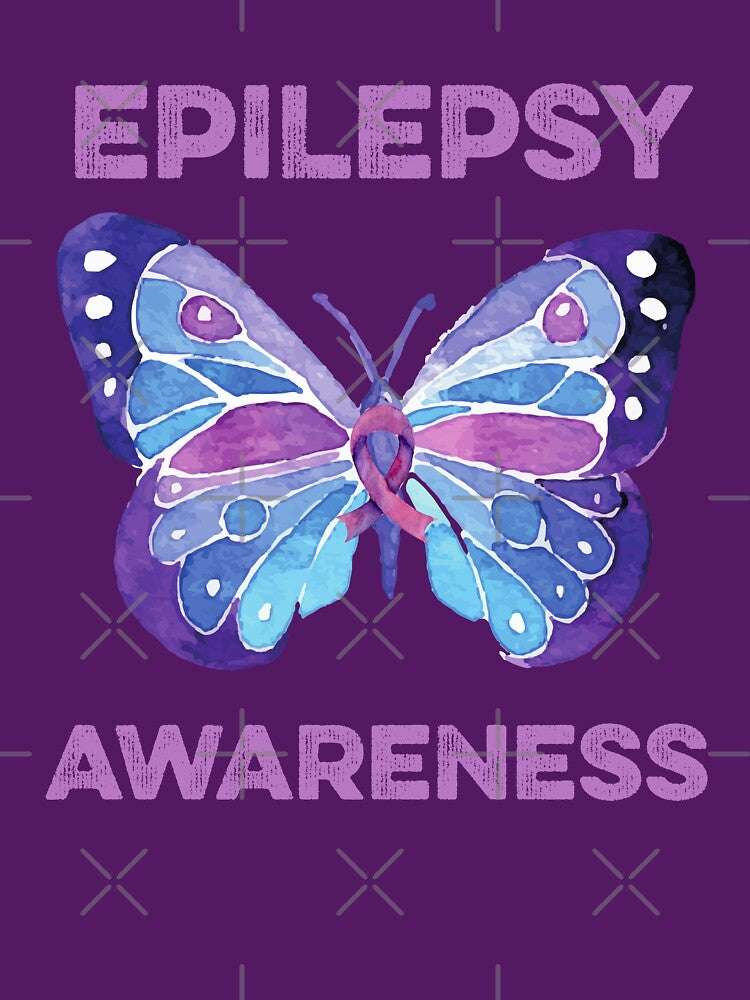 Epilepsy Awareness Butterfly Purple Ribbon Seizure Neurological Brain Disorder by gkao