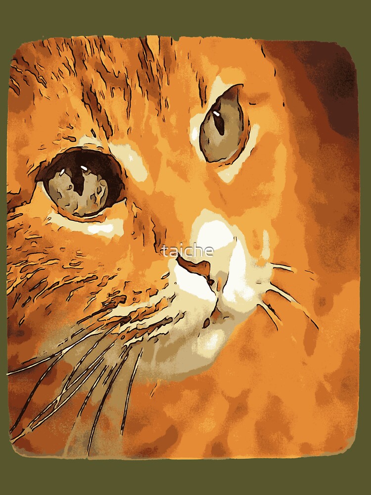 Orange Tabby Cat Face Black Outline Art by taiche