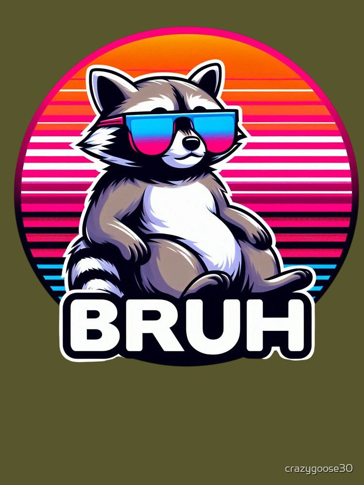 Bruh Raccoon Vaporwave Sunset Meme by crazygoose30