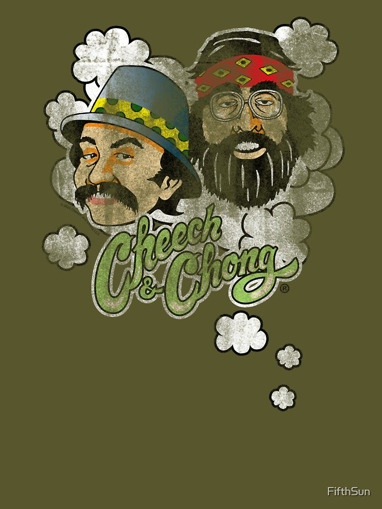 Cheech & Chong Cartoon Heads On Smoke Cloud Distressed by FifthSun