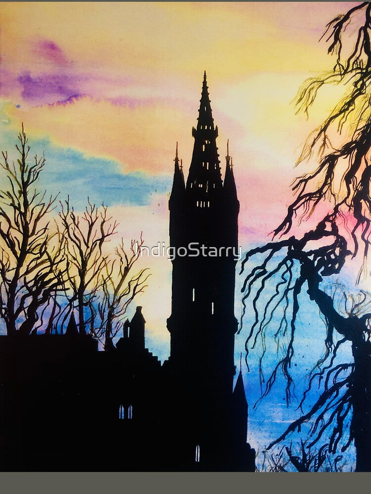 University of Glasgow Spire Silhouette by IndigoStarry