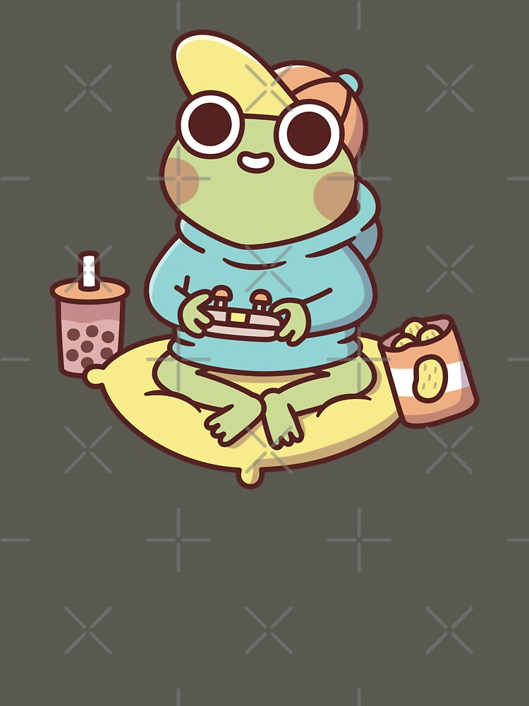 Cute Frog In Hoodie Playing Video Games by rustydoodle