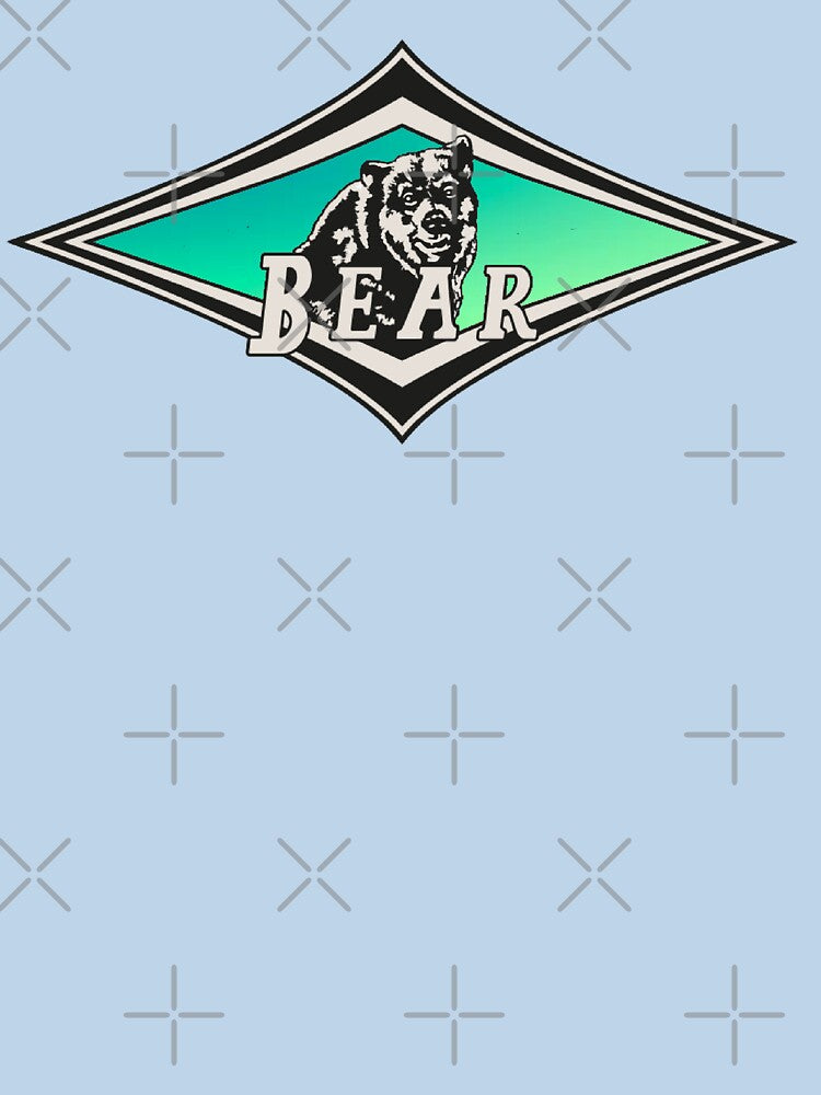 Vintage Surfing Bear Sea foam aqua green Big Wednesday cult Surfboard surf logo diamond retro T shirt by Kludoman