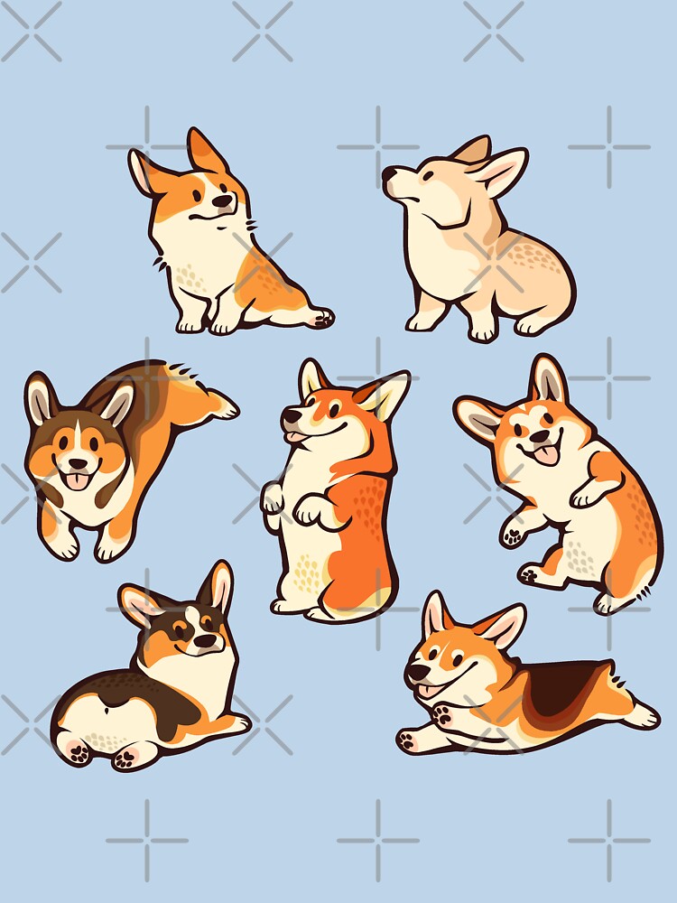 Jolly corgis in blue by Colordrilos