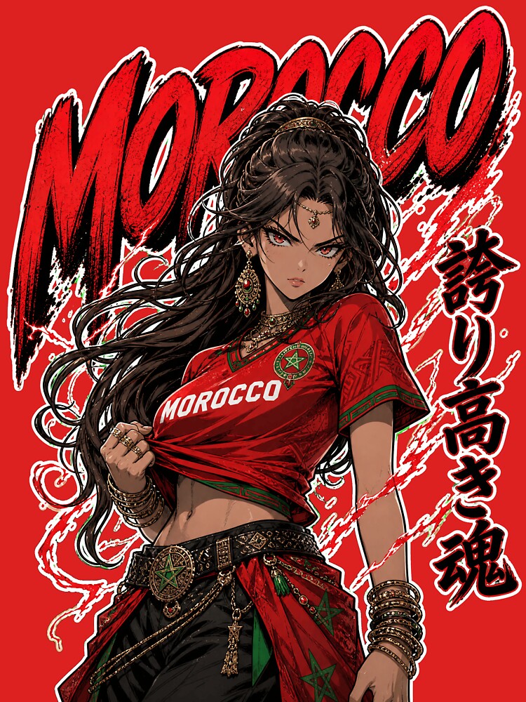 Morocco Atlas Lioness Waifu: Anime Football Spirit by Senpai Syndicate