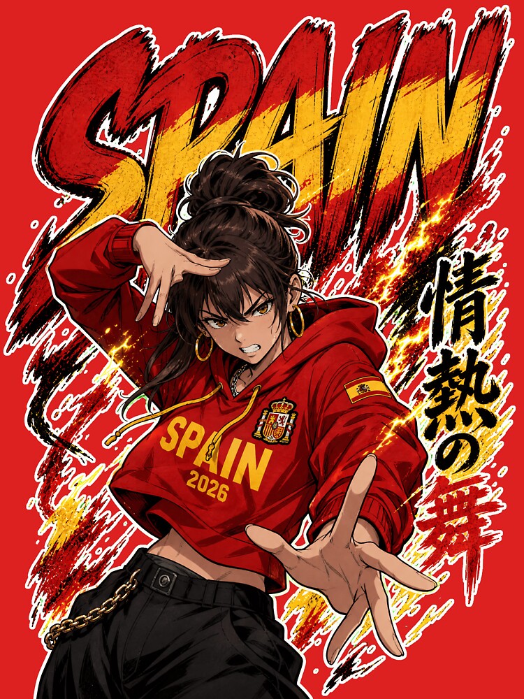 Spain Anime Girl Soccer World Cup 2026 by Senpai Syndicate