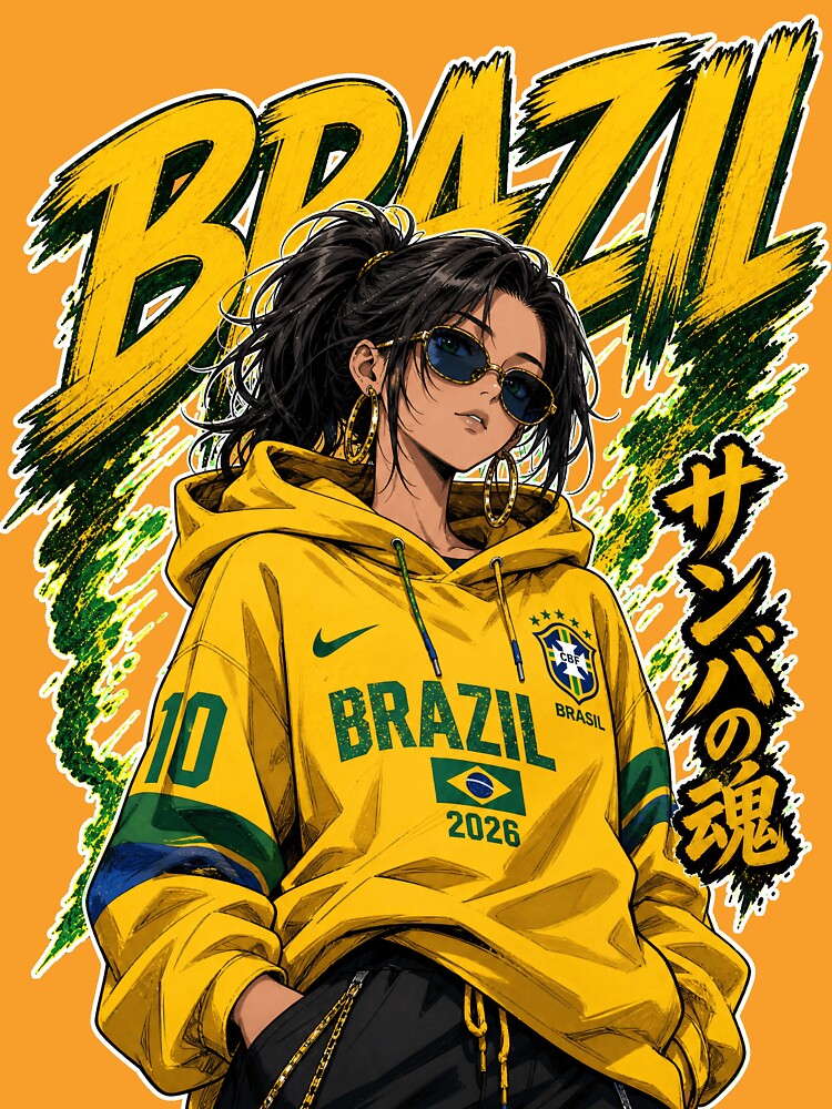 Brazil Anime Girl World Cup 2026 Joga Bonito by Senpai Syndicate