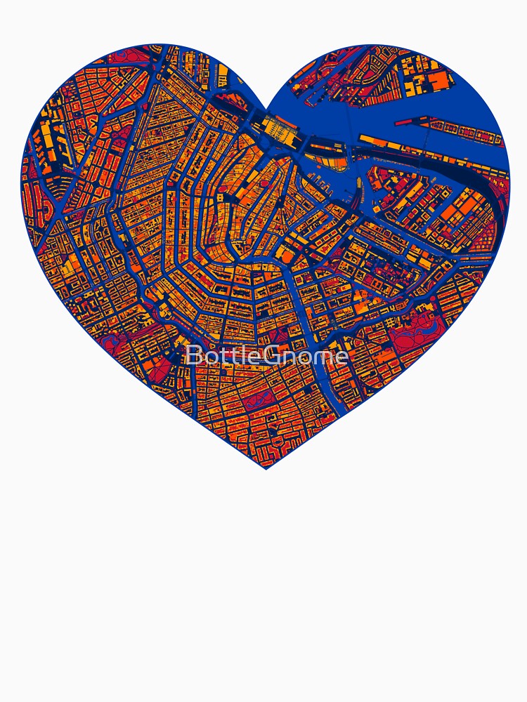 Amsterdam Oranje Heart Map – Dutch Football City Art by BottleGnome