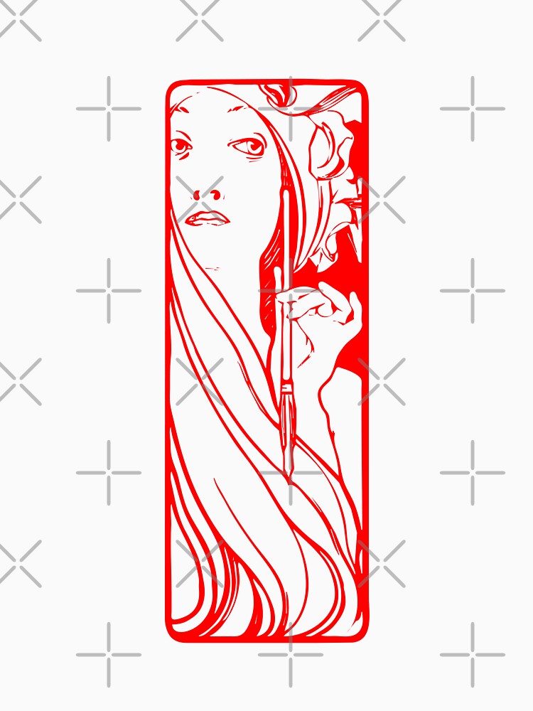 Alphonse Mucha "the muse of art" (red) by lachataigne