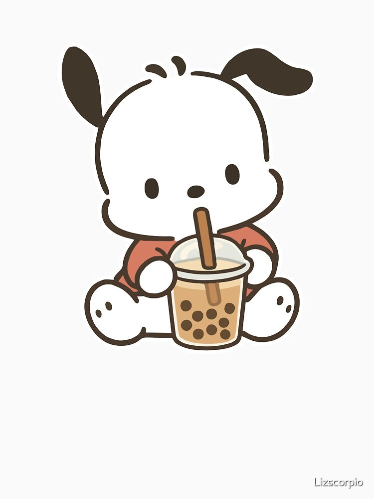 Pochacco Drinking Bubble Tea - FAN ART by Lizscorpio