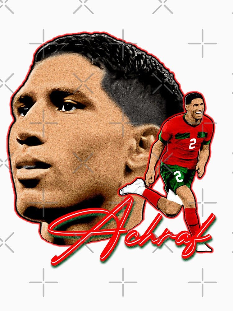 Achraf Hakimi Retro Style Tee Bootleg big face vintage Moroccan Football Legend by graphixpolash