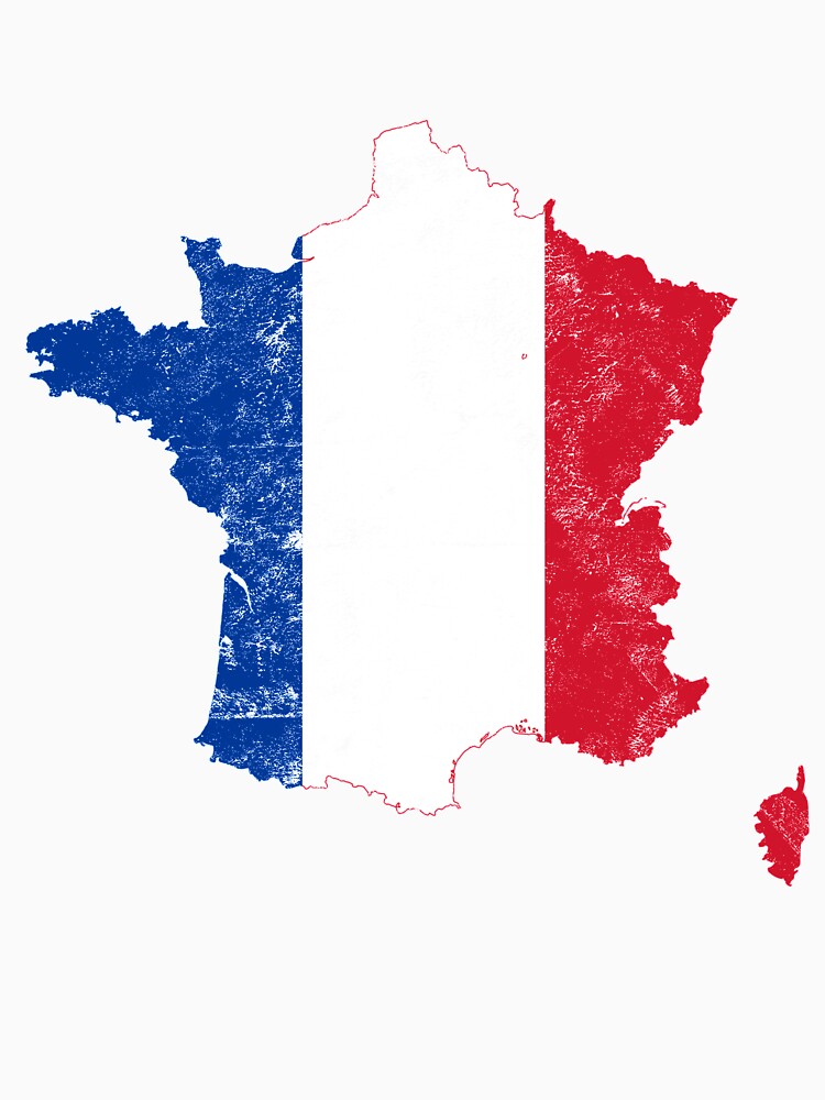 France Flag Map tshirt distressed vintage by farhanhafeez