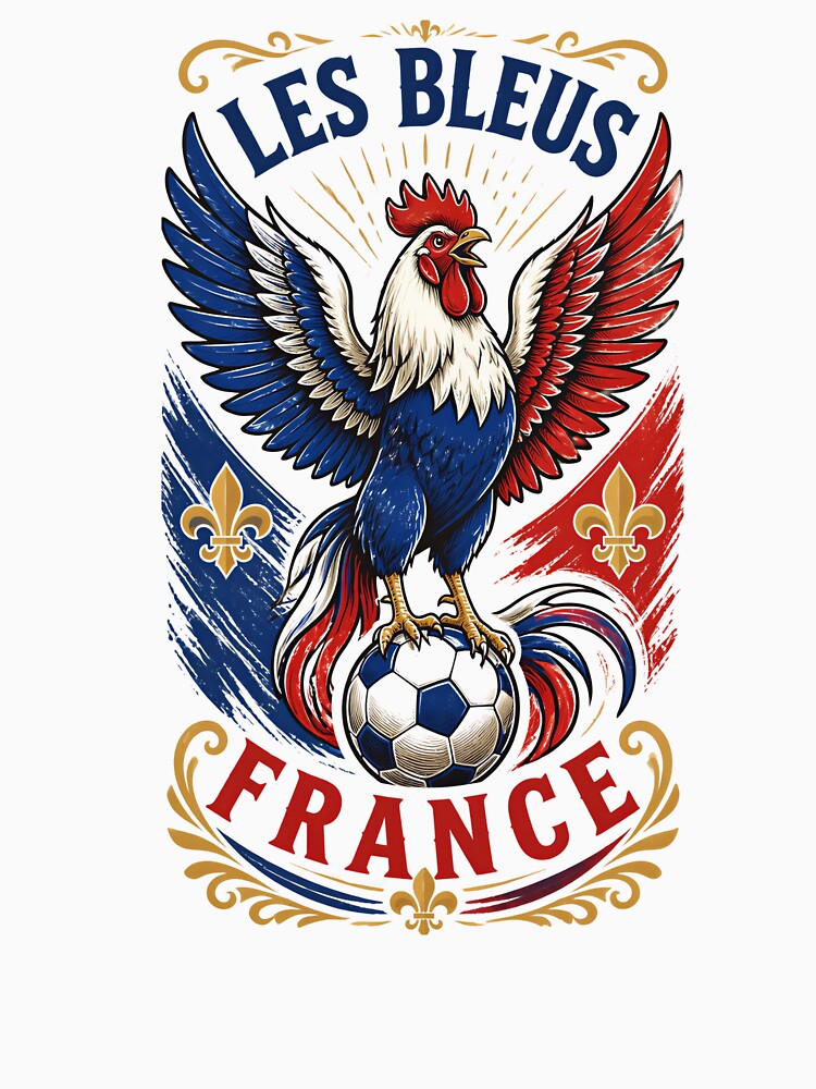 France Soccer Rooster - Les Bleus Vintage  Patriotic Football Fan T-Shirt by 18-30