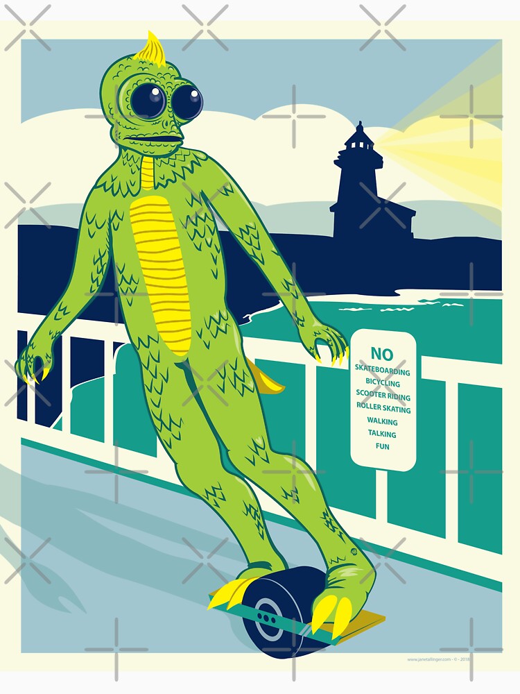 Sleestak rides a Onewheel by Jallinger