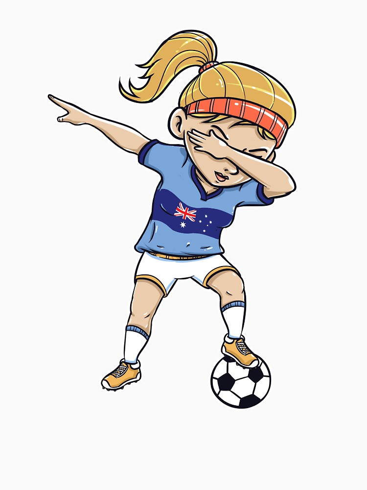 Dabbing Soccer Player Funny Australia Fan design girl by Pummli