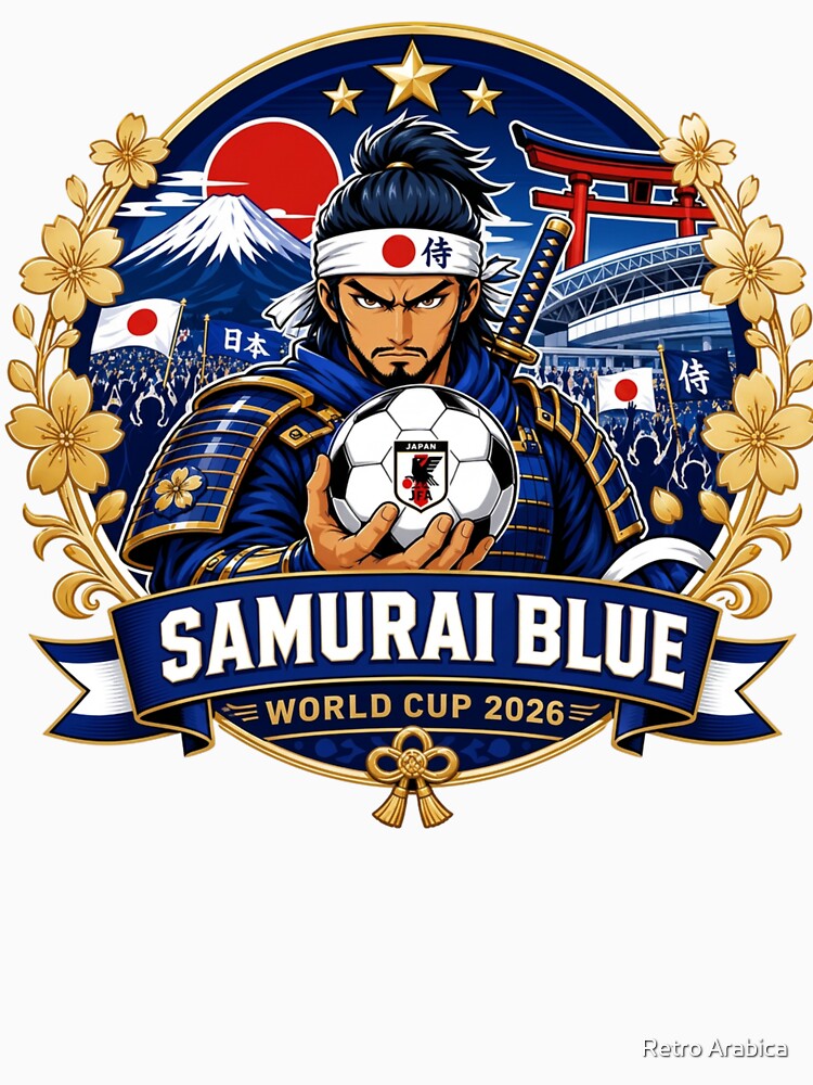 Samurai Blue Football Fan Crest by Retro Arabica