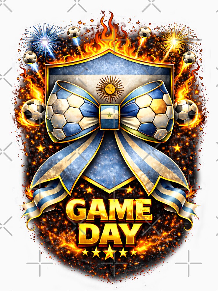 Argentina Soccer Bow Game Day Fire Crest Graphic by MuniraWearify