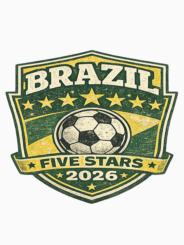 Brazil Five Stars 2026 Vintage Retro Football Fan T-Shirt by ArthUpscale
