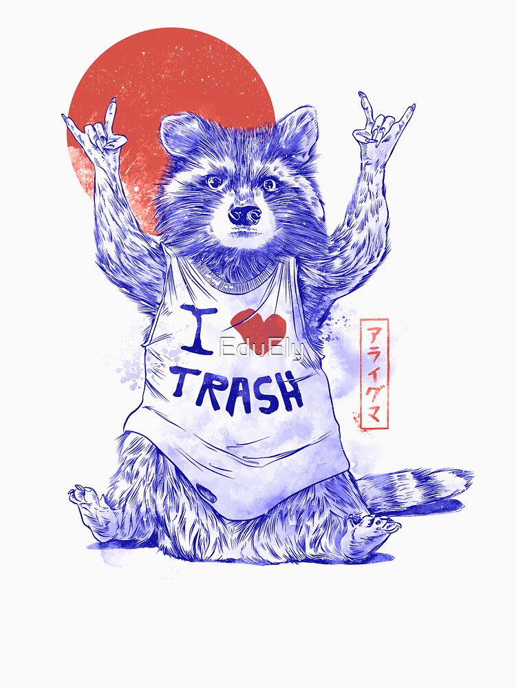 I Love Trash - Cute Funny Metal Raccoon Gift by EduEly