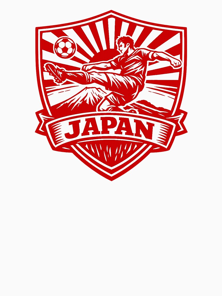 Japan Soccer Kick Crest – Rising Sun Football Design | Japanese Sports Graphic Tee by JonelCrafts