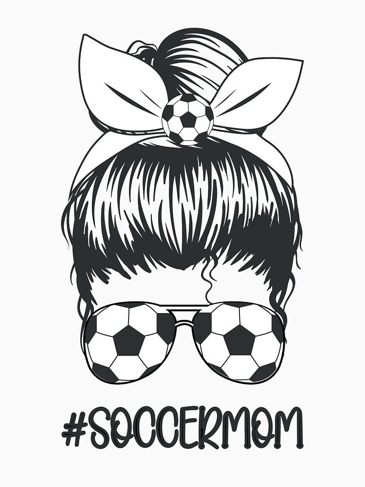 Soccer Mom Messy Bun Skull with Sunglasses Funny Mama Mothers Day Women by clothesy7