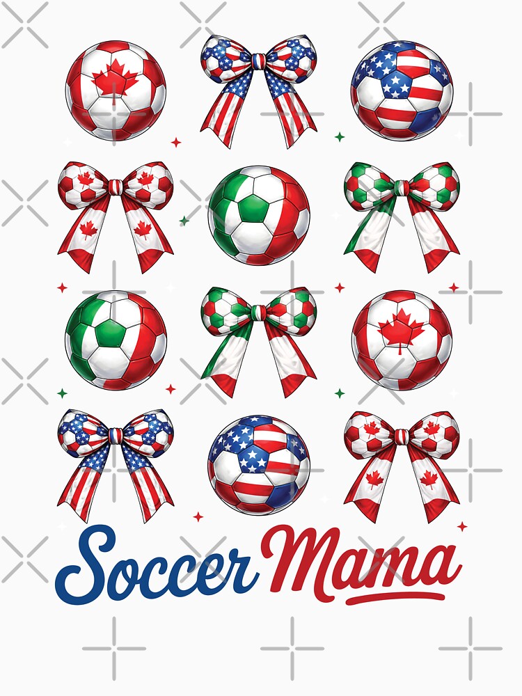 USA Canada Mexico Soccer Mom Ball Bow Pattern by MuniraWearify